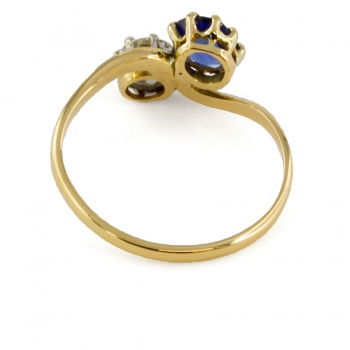 14ct gold Sapphire/Diamond 2 stone Ring size L